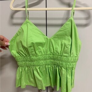 NWT Green Smocked Peplum Cami Top - Women large
